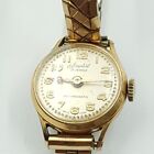 Ladies Gold Plated Accurist 21 Jewel Mechanical Wind Watch Rolled Gold Strap 