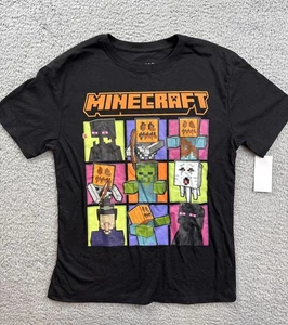 Boy's Size Large 10/12 Minecraft Square Halloween Short Sleeve T-Shirt Black - Picture 1 of 7