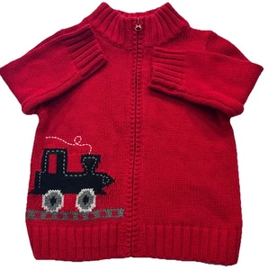 Oshkosh Zug mit besticktem Reißverschluss rot Pullover Preppy/Weihnachten 12M Jungen - Bild 1 von 5