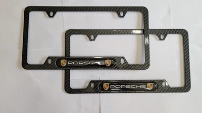 Porsche License Plate Frame (Carbon Fiber) - 2 Pc Set For Porsche Car - Image 1 of 4