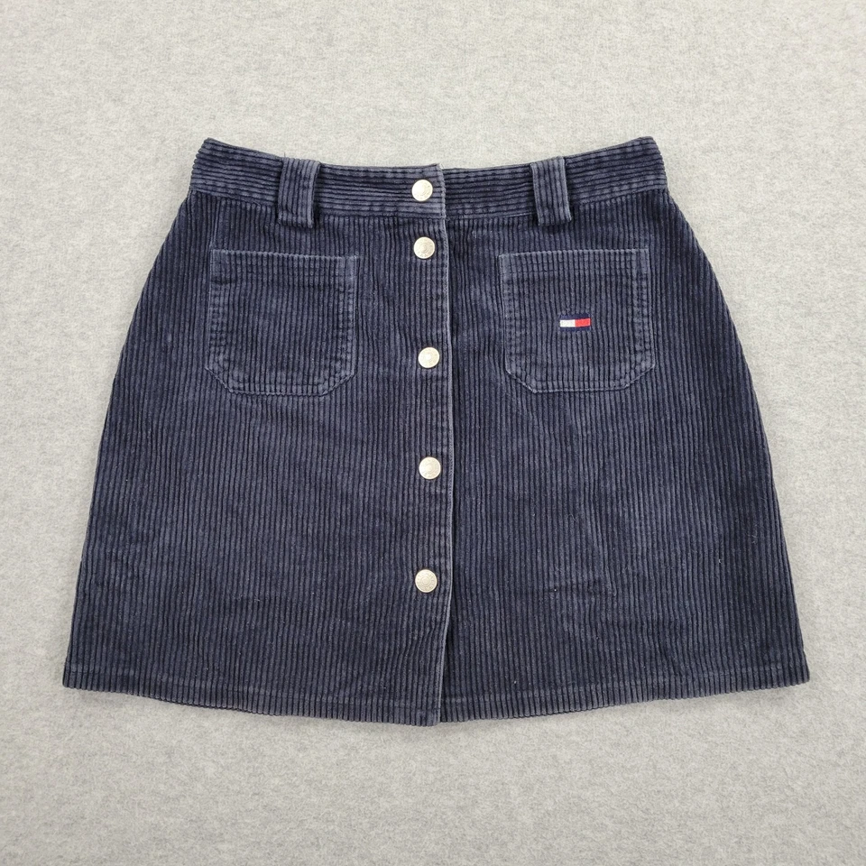 Tommy Jeans De Colección Falda Mujer 8 Negro Pana Línea A Años 90 Foto 1 de 4