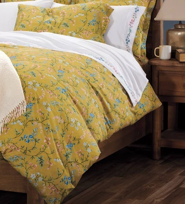 Funda nórdica de satén floral Cuddletown Estae cottagecore dorada doble + 1 funda de almohada Foto 1 de 4