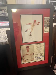 Philadelphia Phillies Jim Bunning HOF Signed Display W/ JSA COA & Game Ticket - Picture 1 of 8