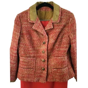 Vintage 1960s Tweed Wool Pink Green Jacket & Louis Ferraud Pink Skirt Size S EUC - Picture 1 of 5