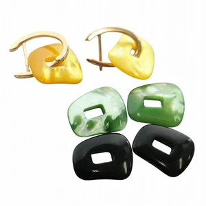 Mattioli Earrings Shell 3 Colors Marble 750 K18 18K Gold Yellow Green Black /Mw - Picture 1 of 6