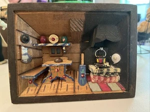 Vintage Italian Wooden Shadow Box 3D Picture Kitchen Folk Art - Picture 1 of 2