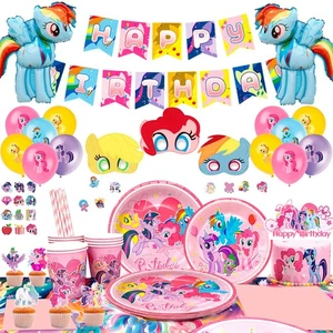 134 Pcs My Little Pony Geburtstags Deko Mädchen Party Geschirr Ballons Teller - Bild 1 von 10