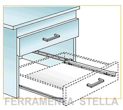 GUIDA GUIDE SCORREVOLI PER CASSETTI DI MOBILI CUCINA ARMADIO 45 CM COLORE BIANCO - Immagine 1 di 2