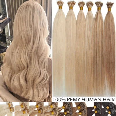 50G Thick 100% Remy Human Hair Extensions Nano Ring Micro Loop Beads Multi-Color - Image 1 of 4