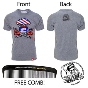 Men's Suavecito X Johnny Cupcakes Barber Shop Crossbones Tee Shirt (XS-3XL) - Picture 1 of 5