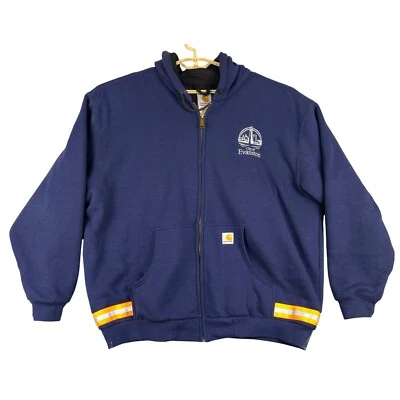 Carhartt City of Evanston Hoodie Reflective Stripe Zip Up Jacket 2XL READ - Image 1 of 4