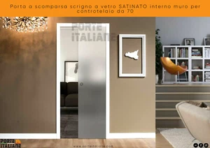 Porta a scomparsa scrigno a vetro SATINATO per tutti i controtelai da 70x210 cm - Foto 1 di 2