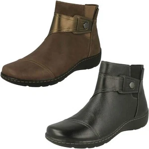 Ladies Cora Tropic Clarks Strap Detailed Ankle Boots - Picture 1 of 19