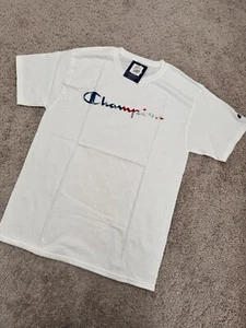 NWT Champion Mens Classic Logo Jersey Tee T-Shirt Short Sleeve White M - Picture 1 of 5