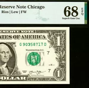 Top Pop 2013 $1 Federal Reserve Note PMG 68EPQ highest graded Chicago Fr 3001-G - Picture 1 of 4