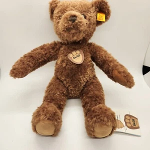 NWT Steiff Brown Teddy Bear Silky Soft Curly Fur Stuffed Plush Toy 11" 113543 - Picture 1 of 9
