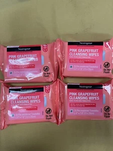 4 New Neutrogena Pink Grapefruit Cleansing Wipes for Acne - 25 Towelettes Each - Picture 1 of 1