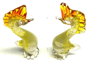 OLD Antique Statue Art Glass Vintage Murano Pair Of Tall Bird 8 1/4" Very Rare - Picture 1 of 8
