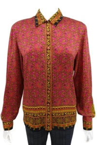 ESCADA MARGARETHA LEY Bluse schwarz fuchsia Langarm Seide Knopfleiste Gr. 36 US 6 - Bild 1 von 6