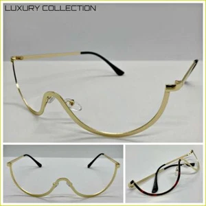 Oversize Retro Style Lensless SUN GLASSES No Shade Gold Metal Frame Only NO Lens - Picture 1 of 7