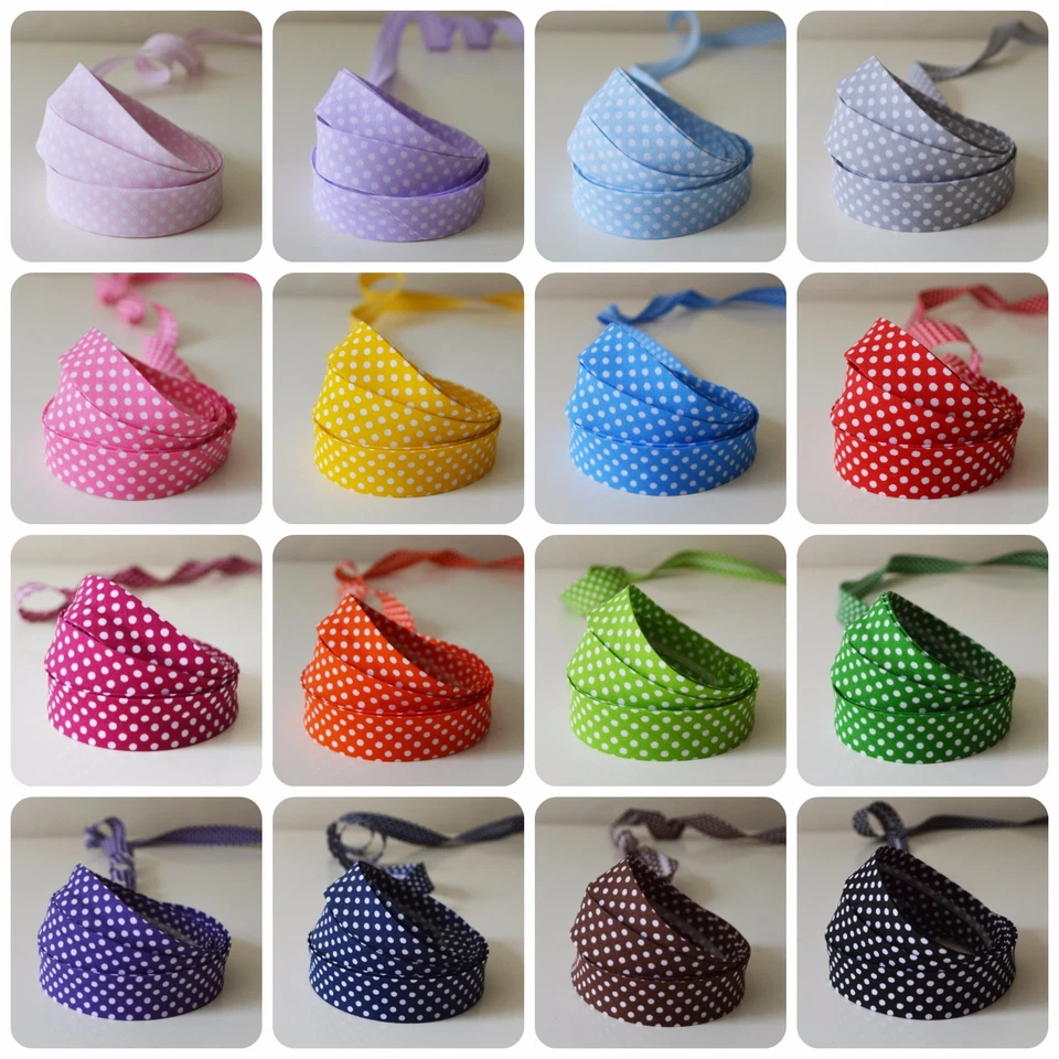 FANTASIA Cotton Spotty Polka Bias Binding Tape 3/4inch (18mm) GREAT COLOURS Trim/Edging