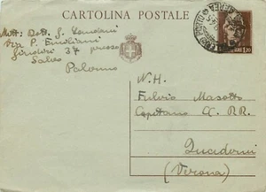 884 - Luogotenenza - Intero postale C 122 da Palermo a Verona, 24/09/1945 - Imagen 1 de 2