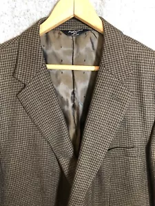 Joseph & Feiss Blazer Men 46S Brown Lambswool Houndstooth Gold Sport Coat Jacket - Picture 1 of 11