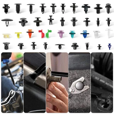 Surtido de clips de sujeción de panel de ajuste remache pasador de empuje para carrocería de automóvil 1295 piezas con herramientas manuales Foto 1 de 4