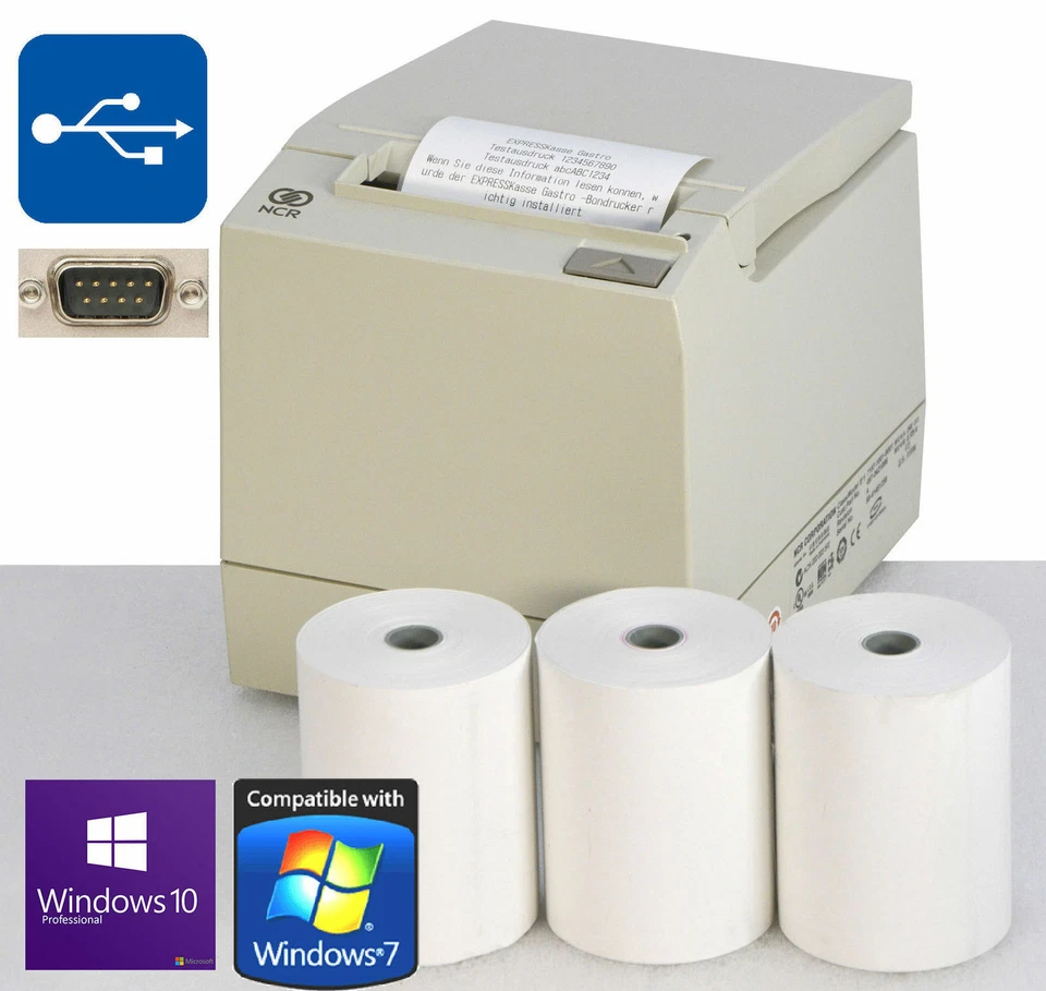 USB & RS-232 Receipt Printer WinXP Win7 8 10 NCR 7197 POS Printer 3x Rolls - Image 1 of 1