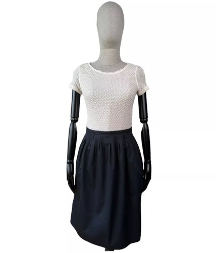 MOSCHINO Abito a pieghe nero crema in pizzo manica corta