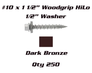 (250) #10 x 1 1/2" Metal to Wood Screws Rubber Washer Roofing Siding Pole Barn - Bild 1 von 3