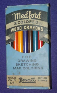 Medford Wood Covered Crayon Pencils 8 Colors No. S 666 Sold only at Rexall - Picture 1 of 6
