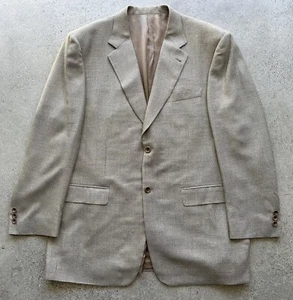 Vintage Canali Proposta Italy Rochester Big & Tall Tan Satin Lined Suit Jacket - Picture 1 of 12