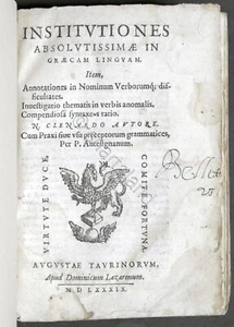 Clenardo - Institutiones absolutissimae in Graecam linguam 1589 - Foto 1 di 6