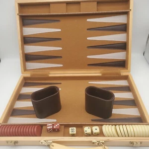 Backgammon game beige and tan complete 80's - Picture 1 of 3