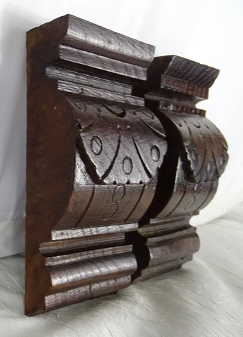 Two French Antique Carved Wood Corbel - Wall Shelf Decor - Oak Wood -   5.51" T Cover