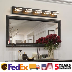 5 Lights 34'' Vanity Light LED 5CCT Black for Bathroom Mirror Wall Lamp Fixture - Picture 1 of 10