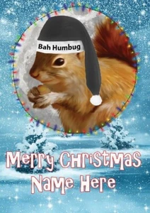 Tarjeta de felicitación de Navidad ardilla bh111 personalizada a5 humbug mamá nan hijo papá - Imagen 1 de 1