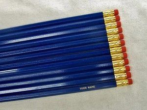 24 Hexagon "Royal Blue" Personalized Pencils - Picture 1 of 1