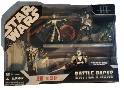 STAR WARS BATTLE PACKS JEDI VS SITH YODA ANAKIN GRIEVOUS ASAJJ OBI-WAN NEW MISB - Image 1 of 3