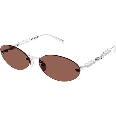 GUCCI GG1922S 002 Silver Pearls Rose Brown Lens Sunglasses Rimless AUTHENTIC - Imagem 1 de 4