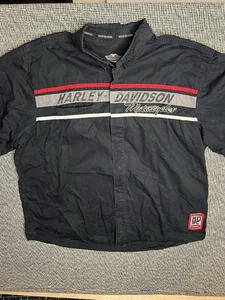 2 Harley-Davidson Men’s 3XL Shirts - Button-Up Black & Graphic Tee Motorcycle - Picture 1 of 17