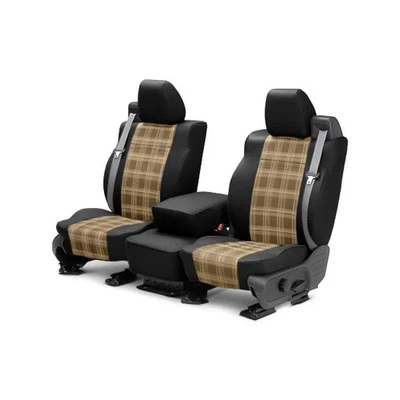 For Volkswagen Eos 13 CalTrend Plaid 1st Row Beige & Black Custom Seat Covers Foto 1 de 2