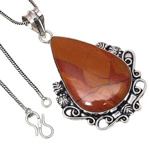 Pendant Wild Horse Jasper Gemstone Handicraft Valentine'Day Silver Jewelry 2.5" - Picture 1 of 7