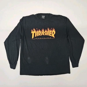Vintage Y2K Thrasher Shirt Herren XL Schwarz Langarmshirt Skater Retro Logo - Bild 1 von 5