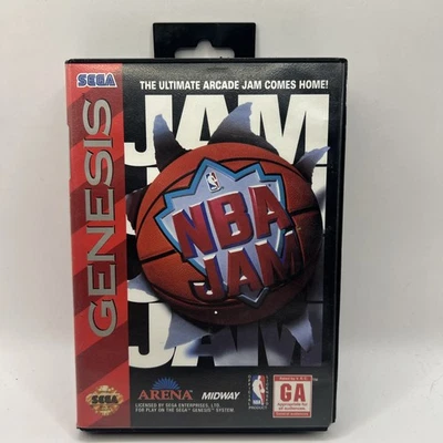 NBA Jam (Sega Genesis, 1994) Complete w/ Manual CIB Tested & Working - Image 1 of 4