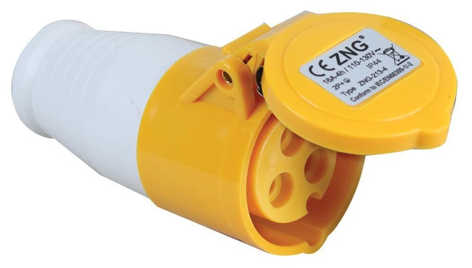 PRO ELEC - 16A, 110V, Cable Mount CEE Socket, 2P+E, Yellow, IP44 - Image 1 of 1
