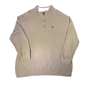 Suéter EE. UU. Polo Assn Cuarto Cremallera 2XLT Beige Mezcla Algodón Manga Larga - Imagen 1 de 10