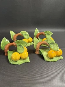 4 Vintage Napkin Rings Lemons Fine Bone China Philippines Hand Painted - Picture 1 of 8