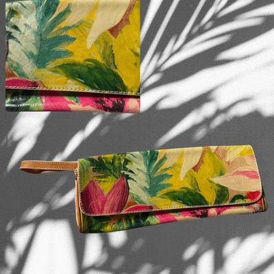 Vintage Painted Maurizio Taiuti Floral Purse Genuine Leather Clutch ITALY - Image 1 of 4